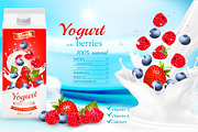 White yogurt with fresh berries