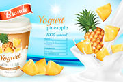 White yogurt with fresh pineapple. 