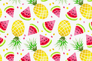 Summer fruits. Pineapple, Watermelon
