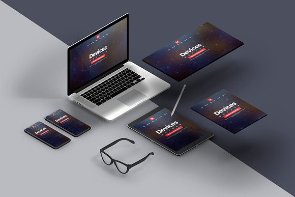 Apple Devices Pack Isometric mockup in Mobile & Web Mockups - product preview 1