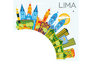 Lima Peru City Skyline with Color 