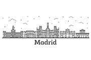 Outline Madrid Spain City Skyline
