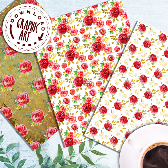 Vintage Red Rose Paper pack in Patterns - product preview 1