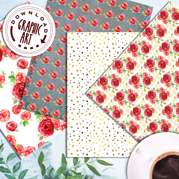 Vintage Red Rose Paper pack in Patterns - product preview 2