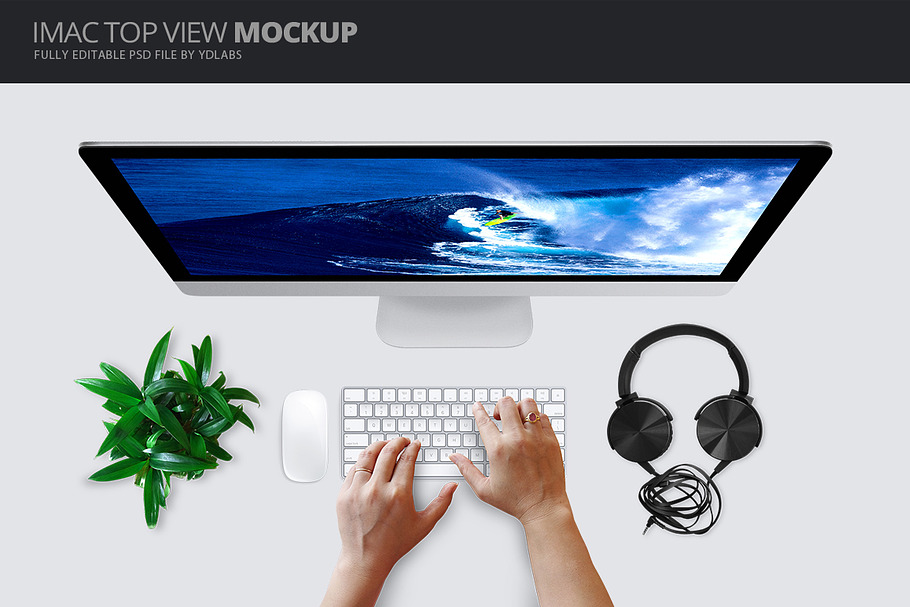 iMac Top View Mockup in Mobile & Web Mockups - product preview 8