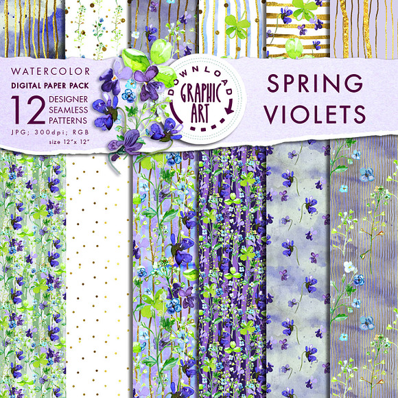 Violets Seamless Pattern  in Patterns - product preview 5