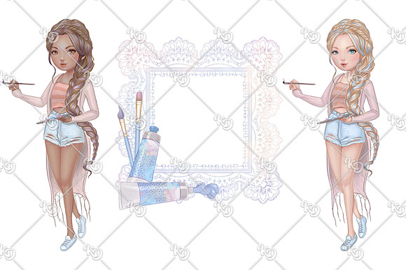 Rapunzel Clipart Set in Illustrations - product preview 5