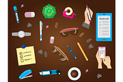 Agenda list concept vector illustration set business note ofiice calendar wishlist checklist shopping list plan to do just