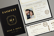 Art Deco Passport Wedding Invitation