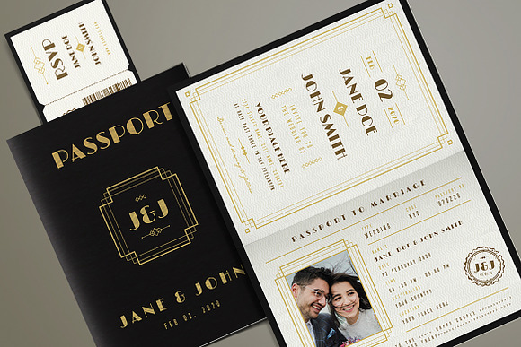 Art Deco Passport Wedding Invitation in Wedding Templates - product preview 2