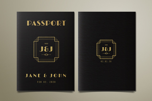 Art Deco Passport Wedding Invitation in Wedding Templates - product preview 3