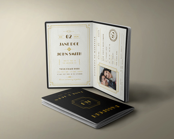 Art Deco Passport Wedding Invitation in Wedding Templates - product preview 6