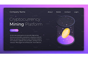 Cryptocurrency Mining. Isometric illustration of Cryptocurrency Online Mining Platform. Crypto Mining Industry concept