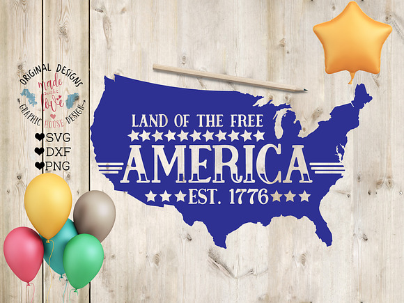 America Est 1776  Cut File and Print in Illustrations - product preview 1