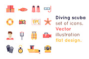 Diving scuba icons 4 illustrations.