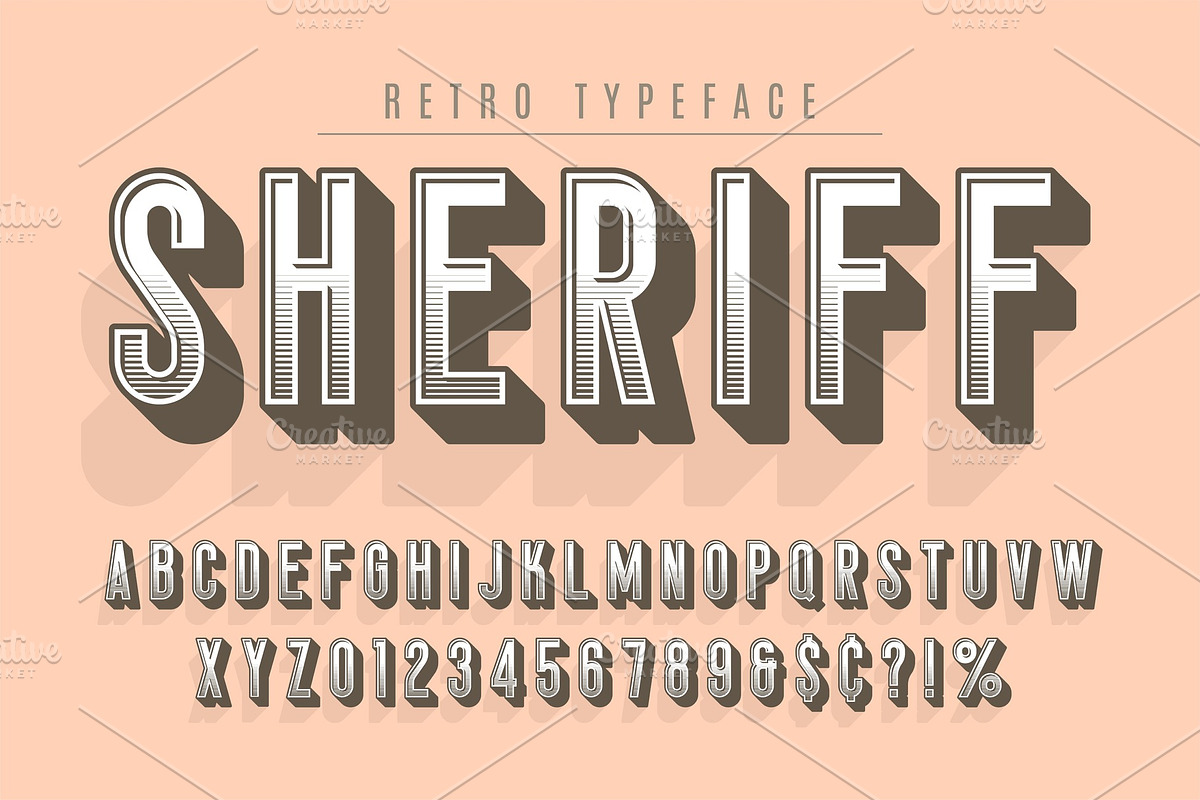 Sheriff trendy vintage display font in Illustrations - product preview 8