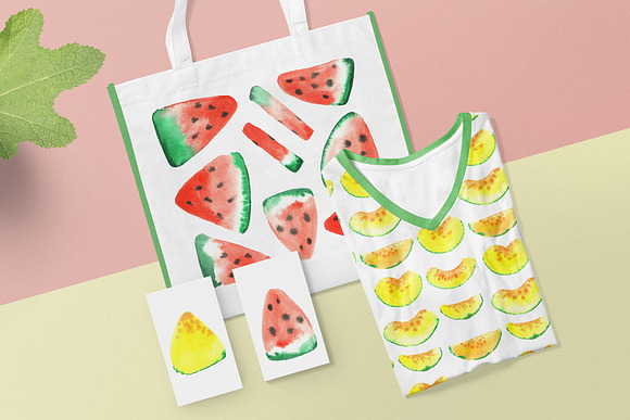 Watercolor melon and watermelon! in Illustrations - product preview 7