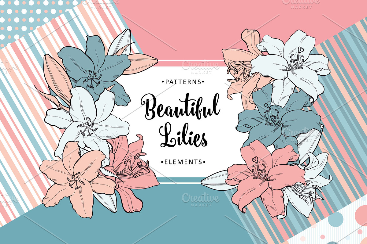 Monochrome lilies for design in Illustrations - product preview 8