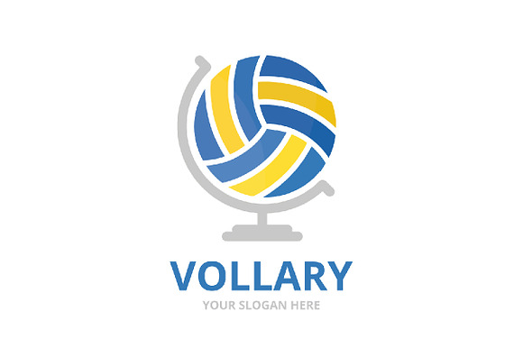 Vector volleyball and globe logo   in Logo Templates - product preview 1