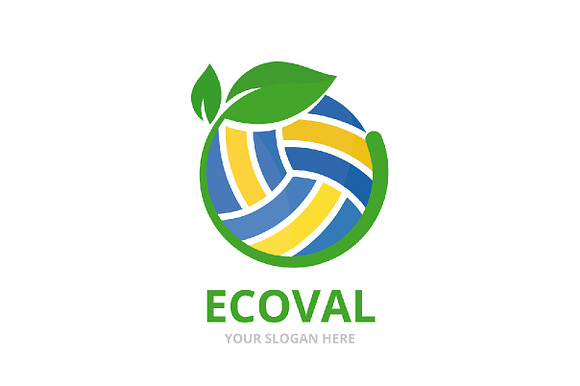 Vector volleyball and leaf logo   in Logo Templates - product preview 1