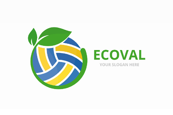 Vector volleyball and leaf logo   in Logo Templates - product preview 3