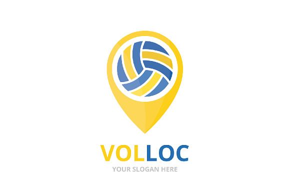 Volleyball and map pointer logo in Logo Templates - product preview 1