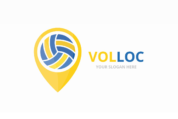 Volleyball and map pointer logo in Logo Templates - product preview 3