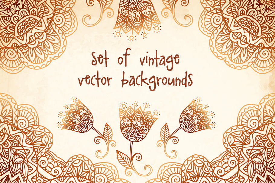 Set of mehndi vector backgrounds in Patterns - product preview 8