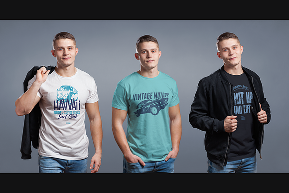Mens Crew Neck T-shirt Mock-up in Product Mockups - product preview 2