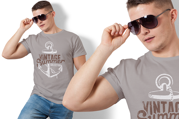 Mens Crew Neck T-shirt Mock-up in Product Mockups - product preview 6