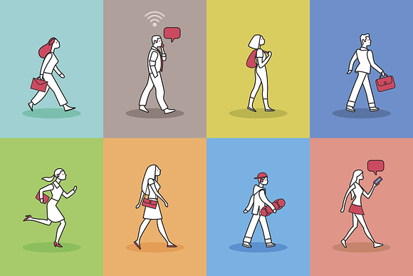 Walking People Set in Illustrations - product preview 10