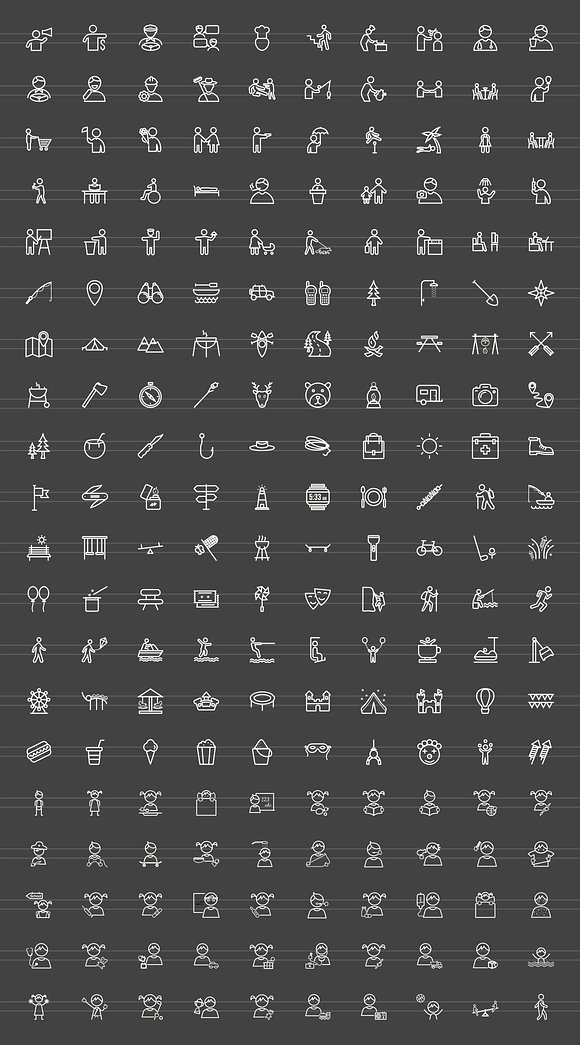 200 Activities Line Inverted Icons in Graphics - product preview 1