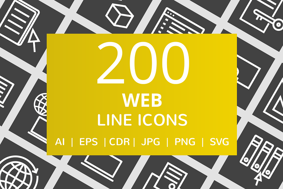 200 Web Line Inverted Icons