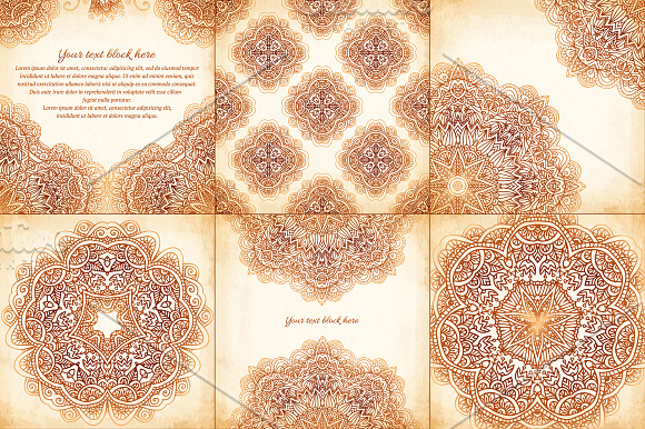 Set of mehndi vector backgrounds in Patterns - product preview 2