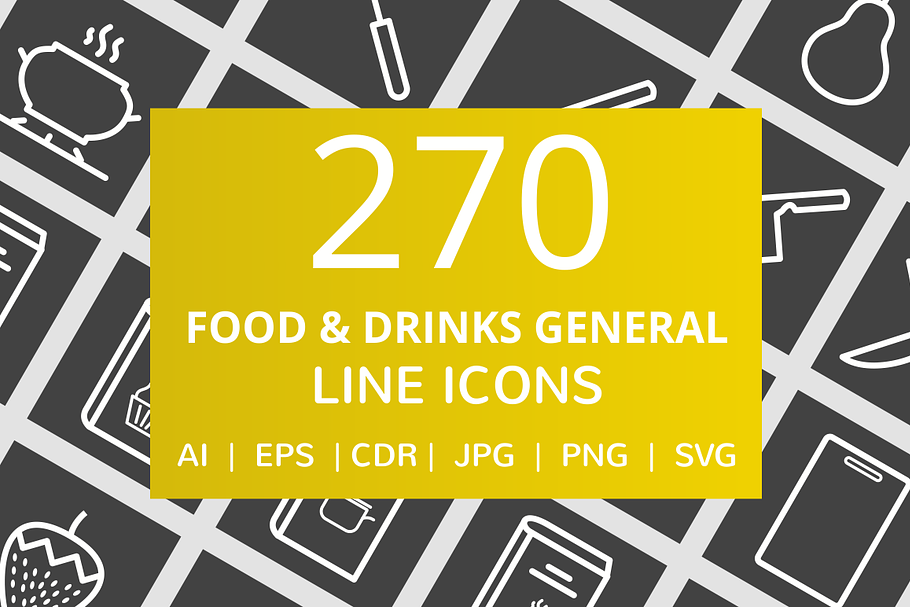 270 Food & Drinks General Line Icons in Graphics - product preview 8
