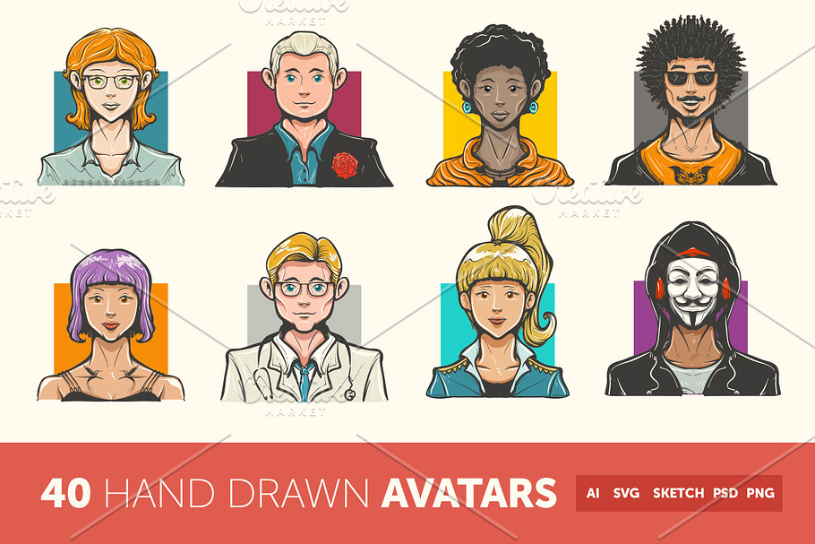 Hand Drawn Avatar Icons in Avatar Icons - product preview 8