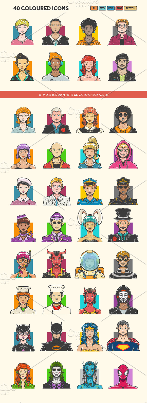 Hand Drawn Avatar Icons in Avatar Icons - product preview 2