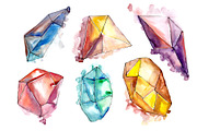 Beautiful crystals PNG watercolor 