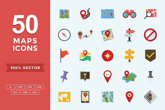 Navigation / Maps Flat Vector Icons in Navigation Icons - product preview 6