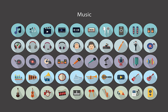 Flat Icons Music Set in Flat Icons - product preview 2