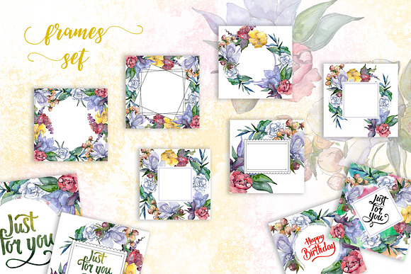 Watercolor bouquet PNG flower set in Illustrations - product preview 6