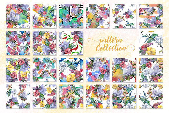 Watercolor bouquet PNG flower set in Illustrations - product preview 7