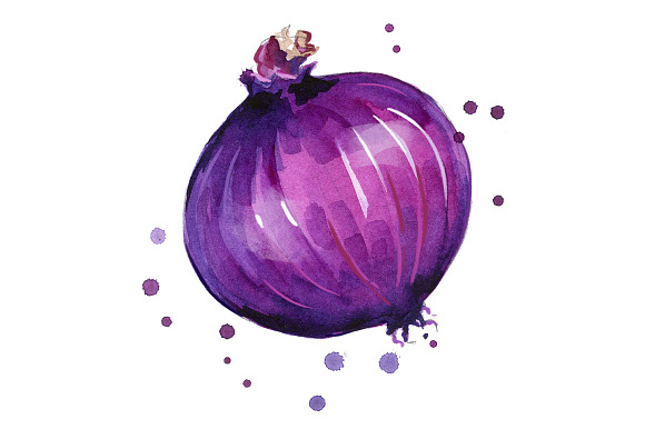 Set of purple foods, watercolor in Illustrations - product preview 3