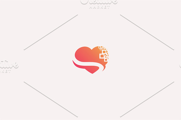 Pixel Heart Logo Design 