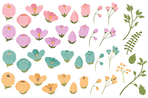 Garden Party Floral Vector Clipart in Illustrations - product preview 1