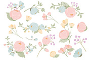 Pastel Flowers Clipart & Vectors