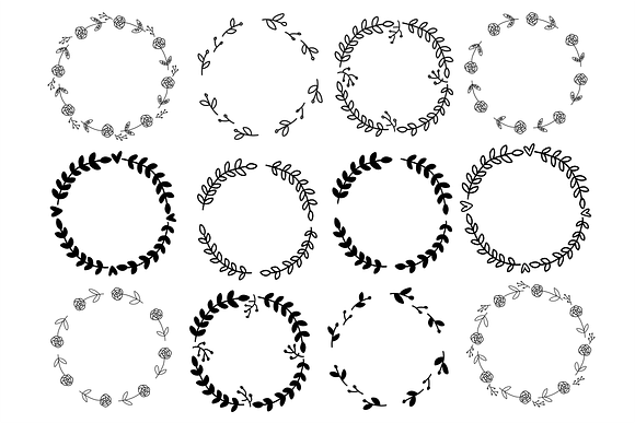 Hand-Drawn Vector Floral Wreath Pack in Illustrations - product preview 1