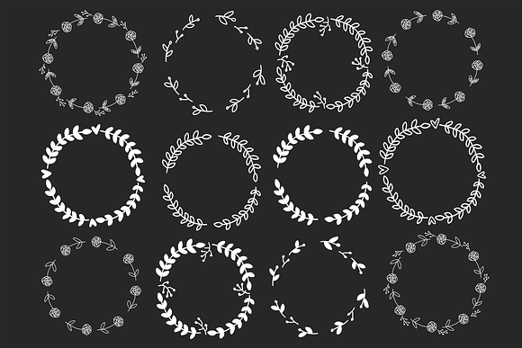 Hand-Drawn Vector Floral Wreath Pack in Illustrations - product preview 2