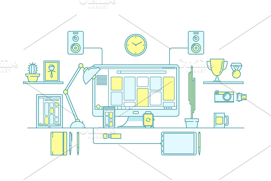 Set of vector linear icons. in Graphics - product preview 8