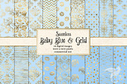 Baby Blue and Gold Digital Paper